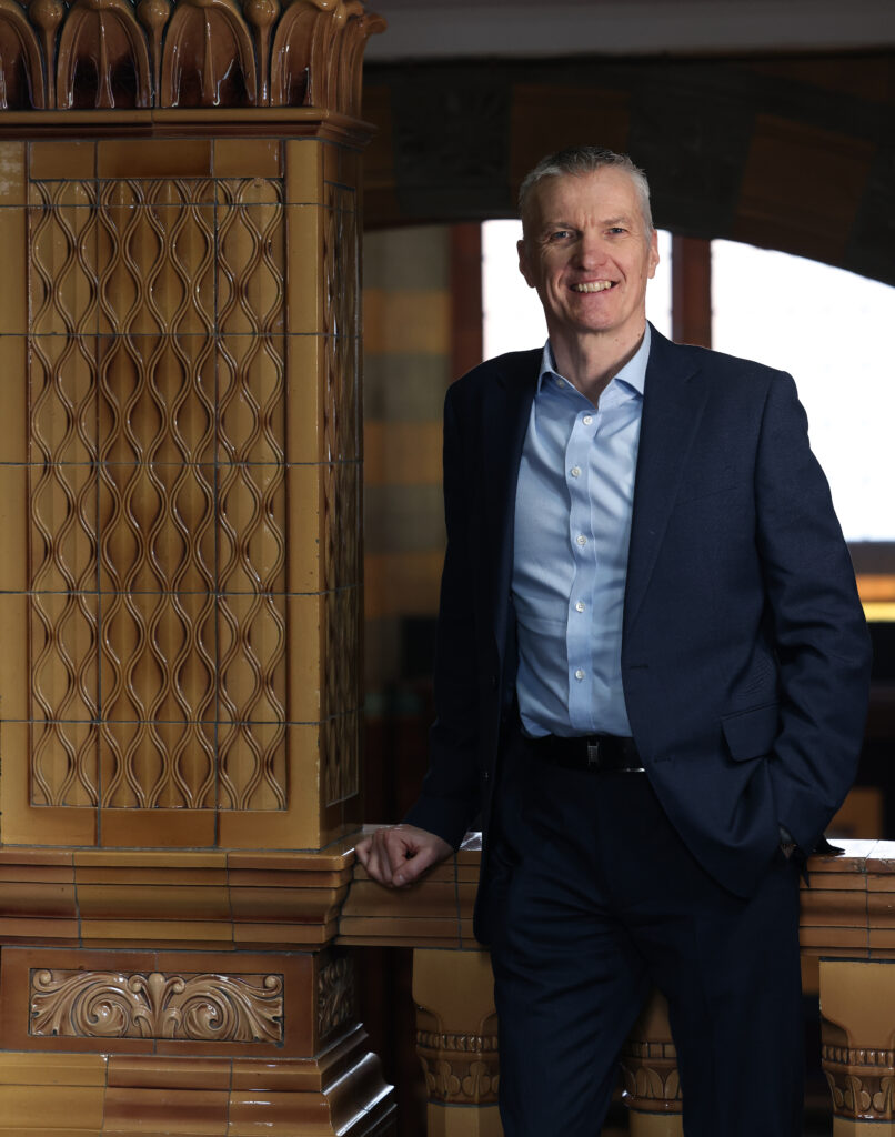 The University of Liverpool Vice-Chancellor Tim Jones standing in the Victoria Gallery and Museum.